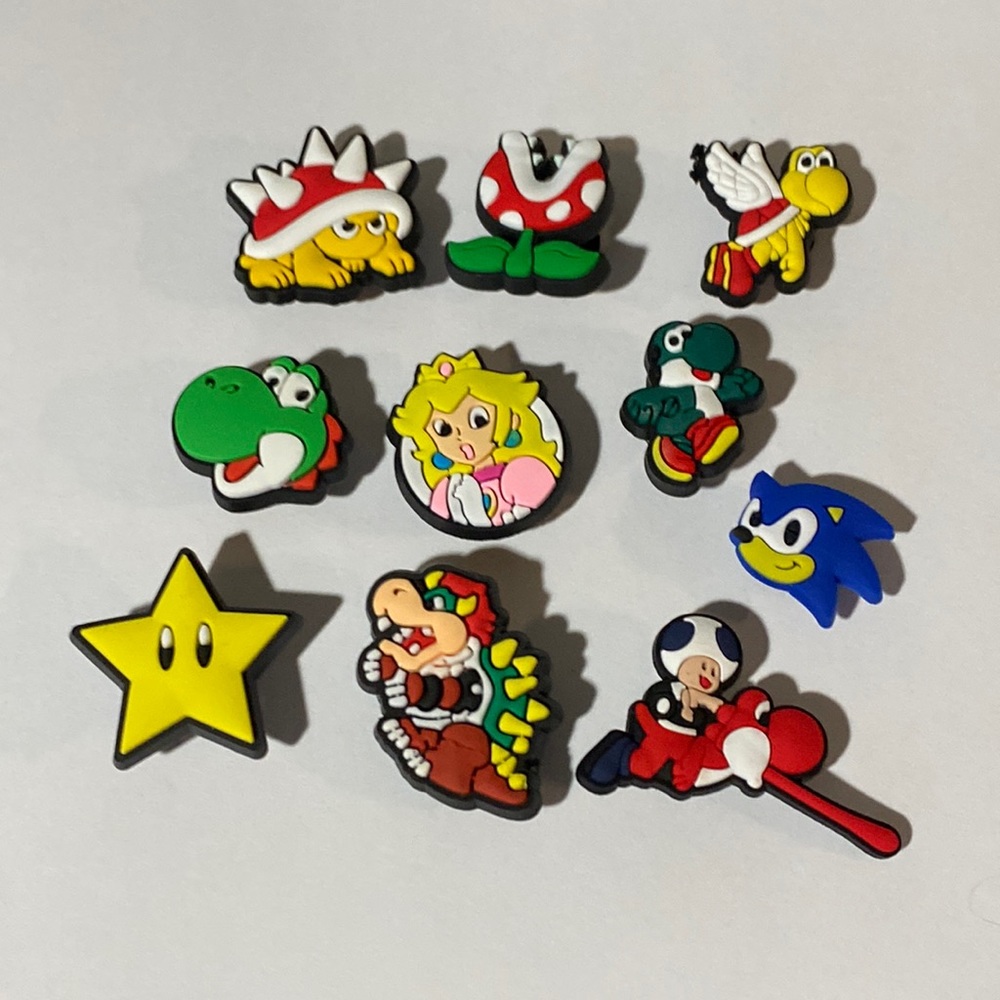 10 Shoe Charms for Crocs~Super Mario/ Mario Kart Series Characters 10 pc. Bundle